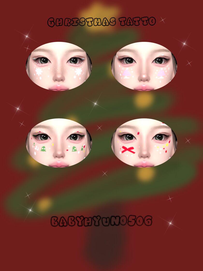 Christmas Tattoo Collection 2 sims 4 cc babyhyun0506christmas tatto categorytattoo 4 2