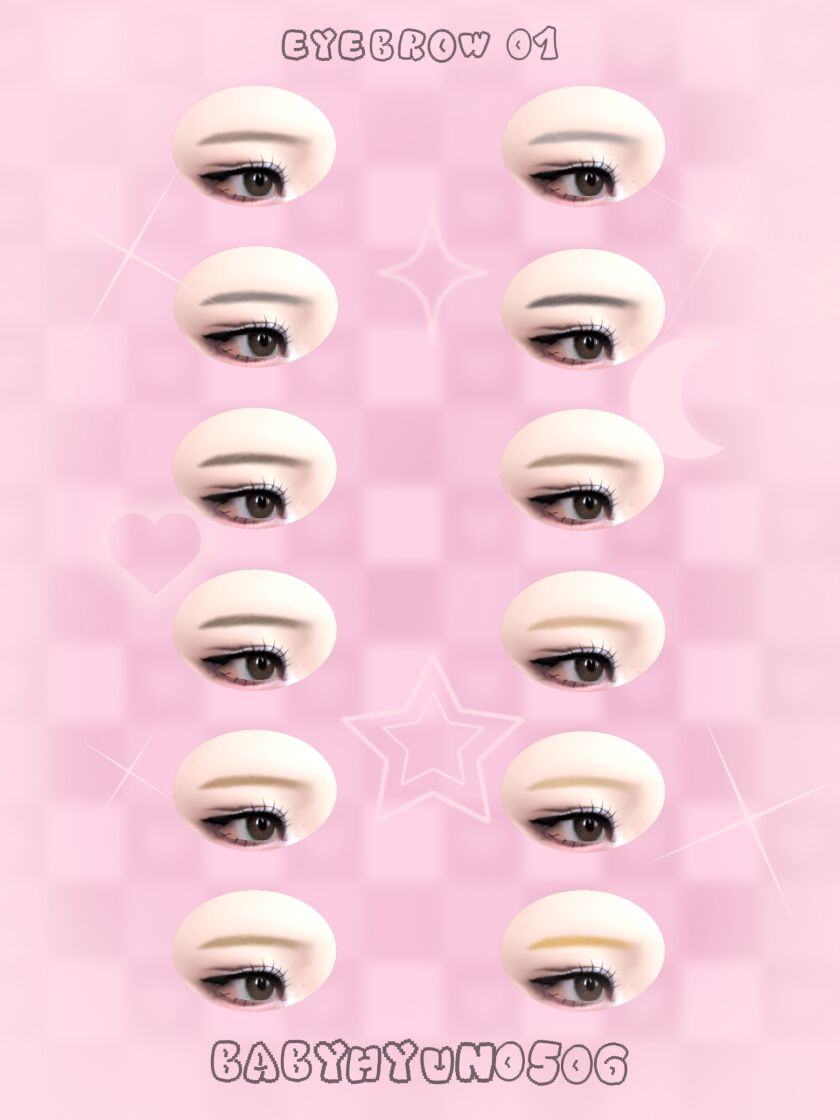 Stylish Eyebrow 01 Swatches 2 sims 4 cc babyhyun0506eyebrow 01 12 swatches piease 2