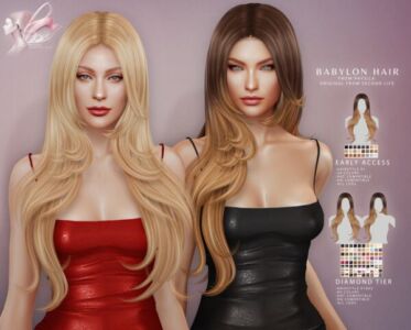 Stunning Babylon Hair by BoatAom Sims 4 CC