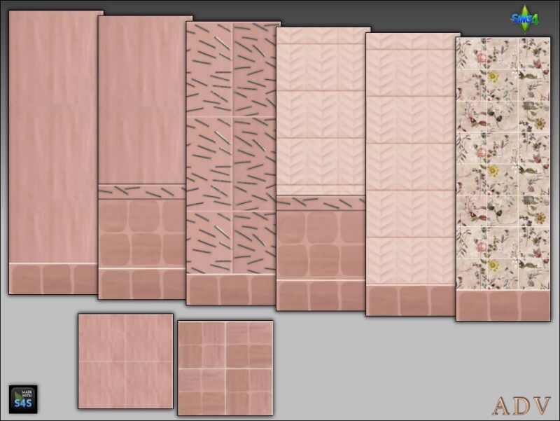 Stylish Multi-Part Bath Tiles 7 sims 4 cc bath tiles 2