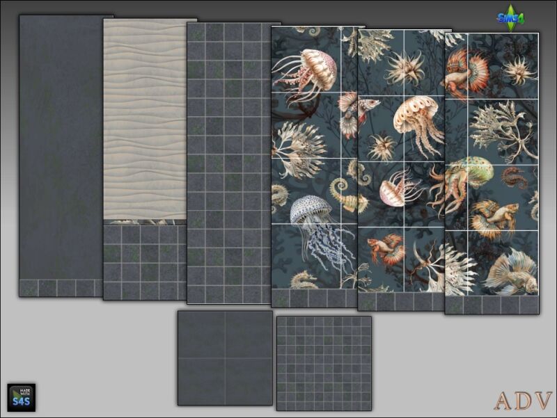 Stylish Multi-Part Bath Tiles 4 sims 4 cc bath tiles 5