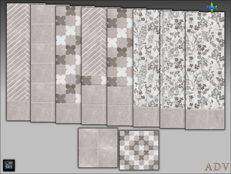 Stylish Multi-Part Bath Tiles 3 sims 4 cc bath tiles 6