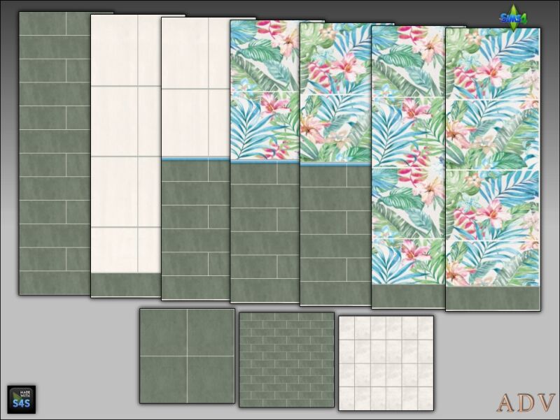 Stylish Multi-Part Bath Tiles 2 sims 4 cc bath tiles 7