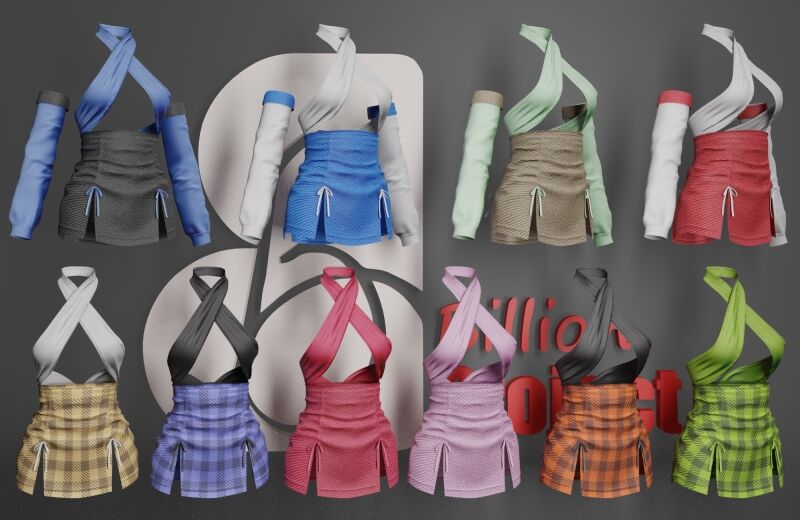 Billionproject-Chaterine Mini Dress 3 sims 4 cc billionproject chaterine mini dress 3