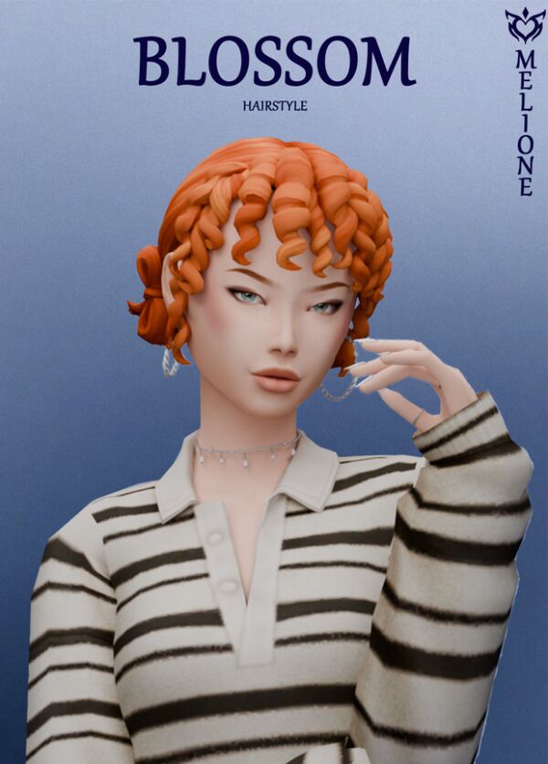 Blossom Hairstyle by Melione 1 Blossom Hairstyle by Melione Sims 4 CC