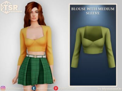 Blouse With Medium Sleeve By Mysteriousoo Sims 4 CC