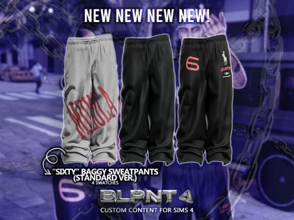 Bluprnt - "Sixty" Baggy Sweatpants 1 Bluprnt – “Sixty” Baggy Sweatpants Sims 4 CC