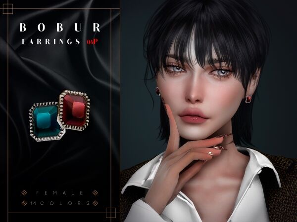 Beautiful Bobur Earrings 04P 1 Beautiful Bobur Earrings 04P Sims 4 CC