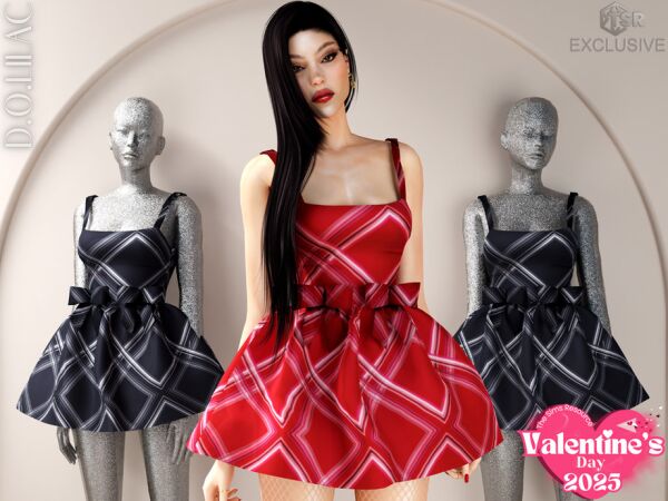 Elegant Bow Detailed Taffeta Mini Dress 1 Elegant Bow Detailed Taffeta Mini Dress Sims 4 CC