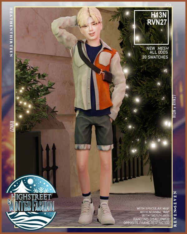 Boy's Wool Collared Peacoat Fanny Pack 1 Boy’s Wool Collared Peacoat Fanny Pack Sims 4 CC