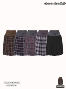 Stylish Button Plaid Skirt by Charon_Roqiqi Sims 4 CC