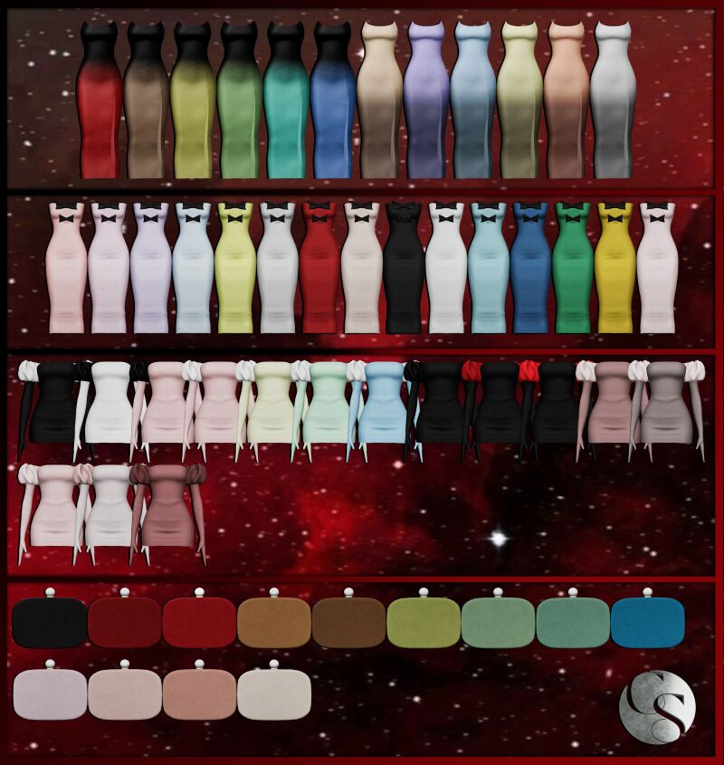 Midnight Kiss NYE Collection - 3 Dresses + Clutch 5 sims 4 cc camuflaje midnight kiss nye collection 3 dresses clutchfg fp 2