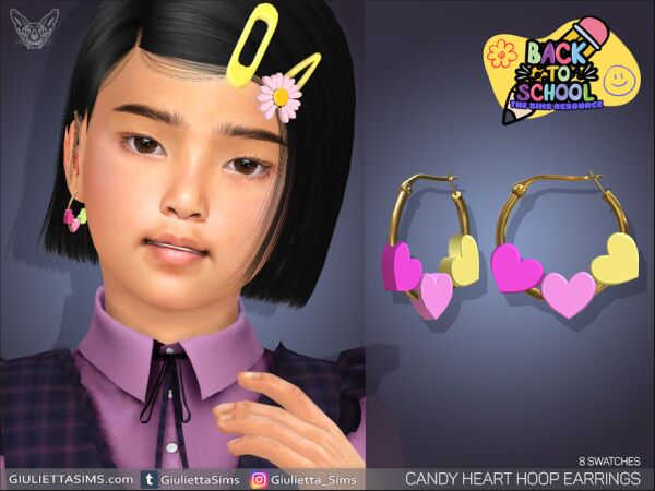 Candy Heart Hoop Earrings for Kids 1 Candy Heart Hoop Earrings for Kids Sims 4 CC