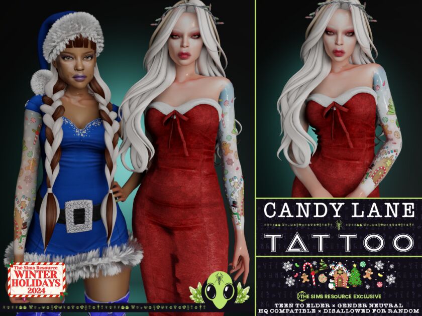 Exclusive Candy Lane Tattoo for All Ages 1 Exclusive Candy Lane Tattoo for All Ages Sims 4 CC