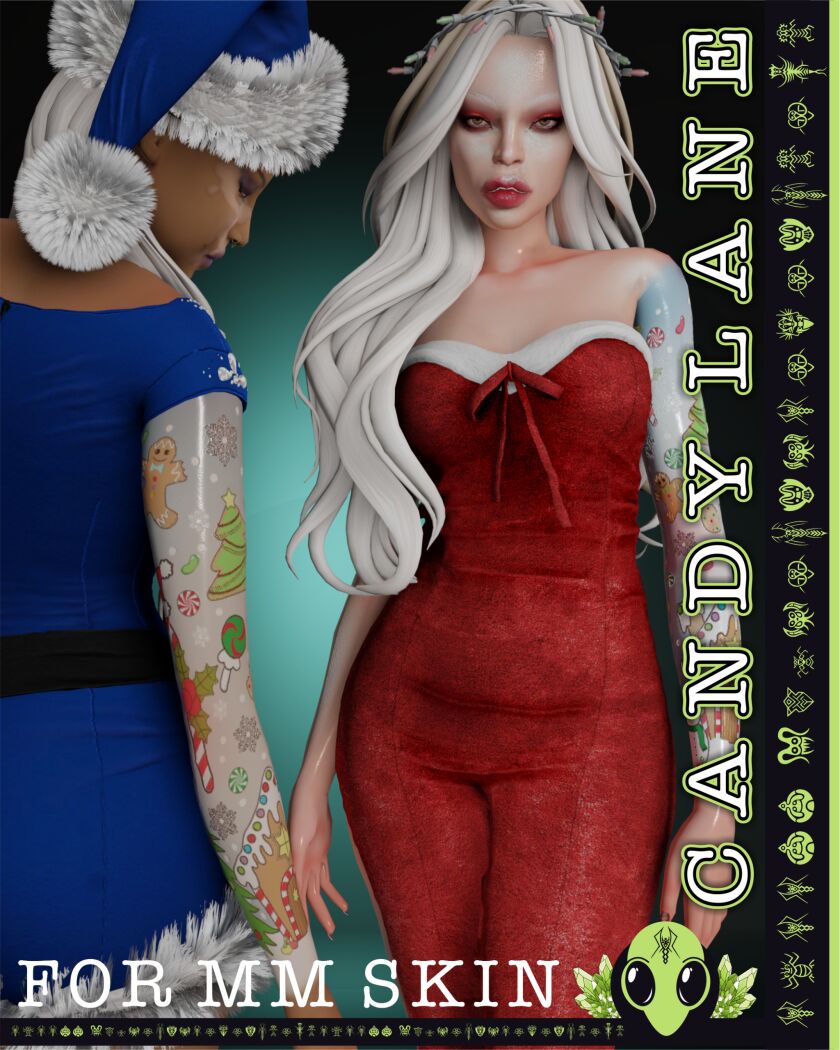 Exclusive Candy Lane Tattoo for All Ages 2 sims 4 cc candy lane tattoo tsr exclusive x1 colour x5 6