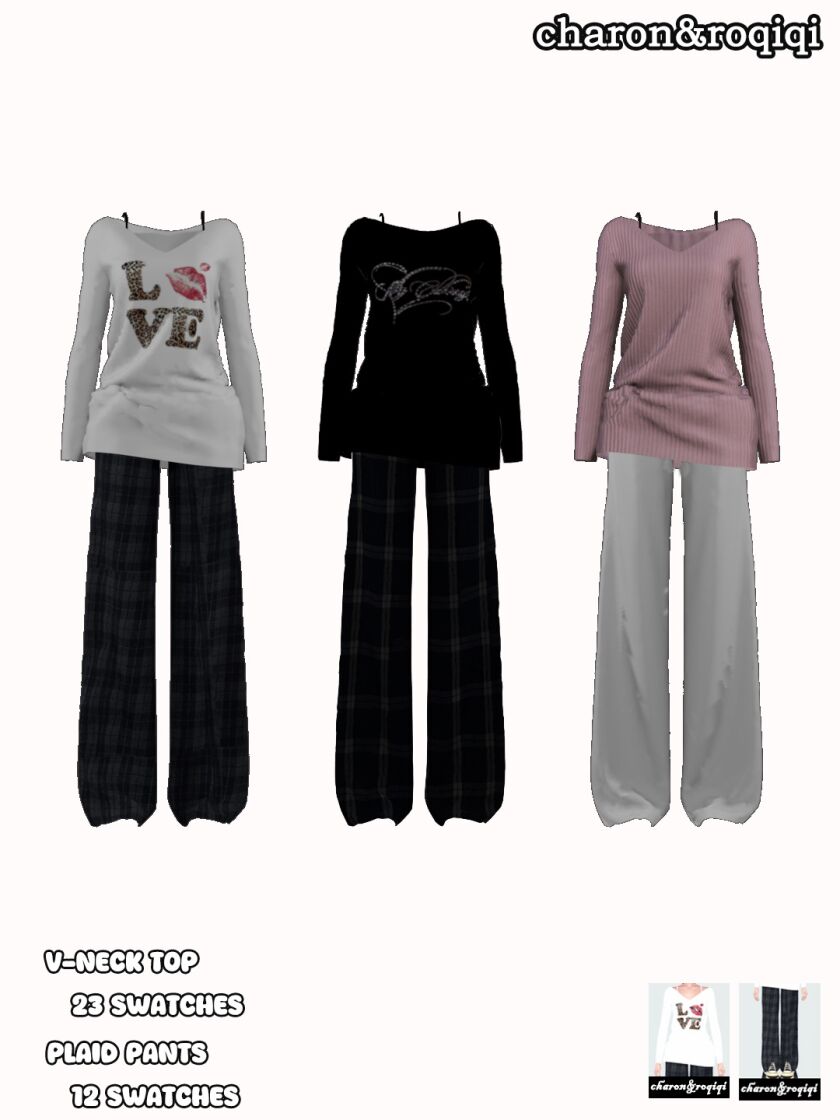 Stylish Casual Suit 2 sims 4 cc casual suit v neck top 23 swatches preview 2