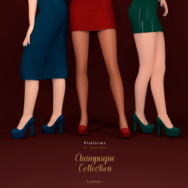 sims 4 cc champagne collection ribbon cocktail dress platforms nails makeup by liyahsim 4