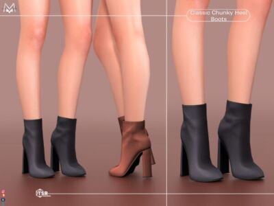 Classic Chunky Heel Boots S491 Sims 4 CC