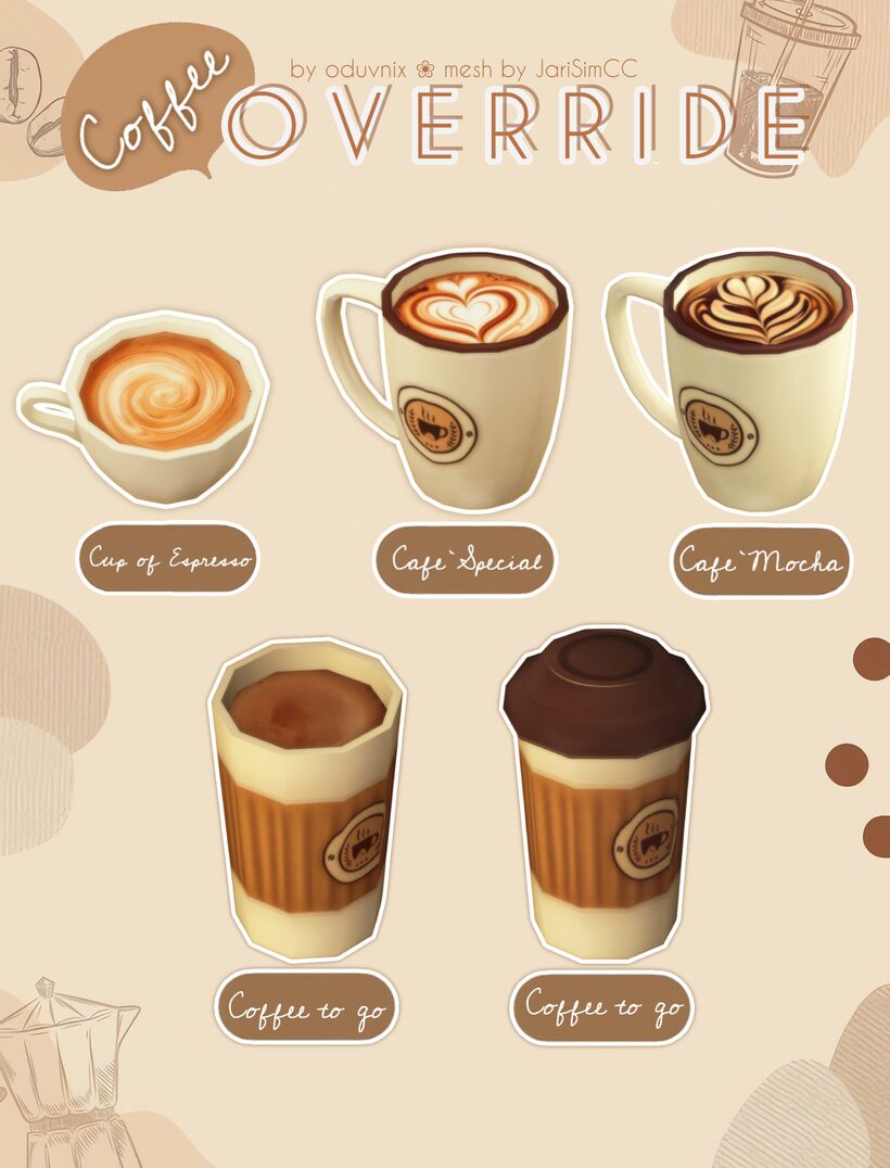 ☕ Coffee & Tea Override ☕ 3 sims 4 cc coffee tea override 3