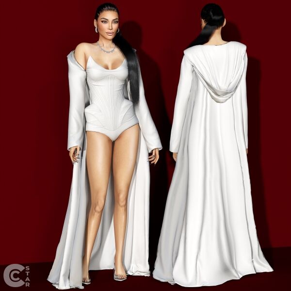 Stylish Corset with Floor-Length Robe 1 Stylish Corset with Floor-Length Robe Sims 4 CC