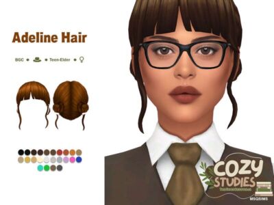 Cozy Studies – Adeline Hair – Adult By Msqsims Sims 4 CC