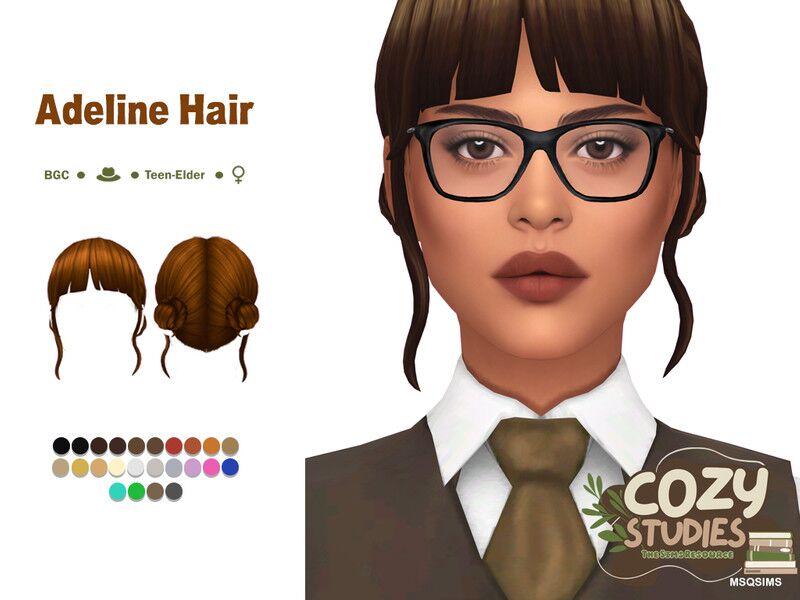 Cozy Studies – Adeline Hair – Adult By Msqsims 1 Cozy Studies – Adeline Hair – Adult By Msqsims Sims 4 CC