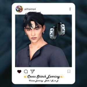 Unique Cross Stitch Earrings for Men Sims 4 CC