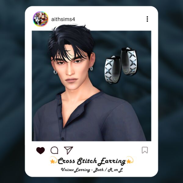 Unique Cross Stitch Earrings for Men 1 Unique Cross Stitch Earrings for Men Sims 4 CC