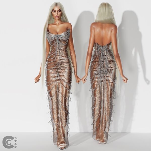 Crystal Chain Dress - Stylish and Versatile 1 Crystal Chain Dress – Stylish and Versatile Sims 4 CC