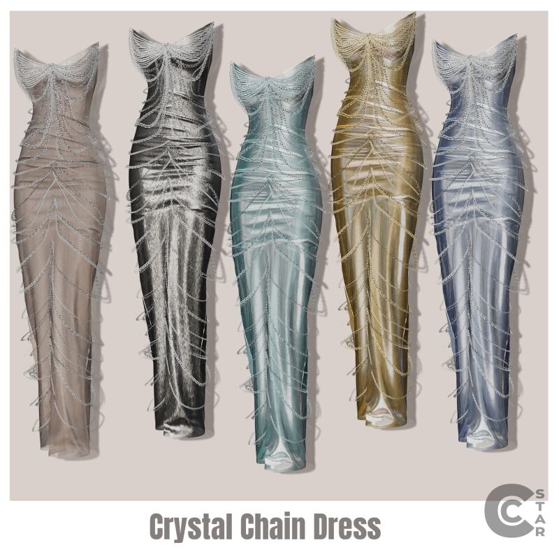 Crystal Chain Dress - Stylish and Versatile 2 sims 4 cc crystal chain dress cool content star 2
