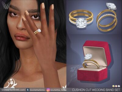 Elegant Cushion Cut Diamond Wedding Band Set Sims 4 CC