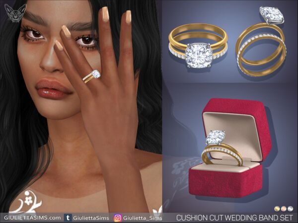 Elegant Cushion Cut Diamond Wedding Band Set 1 Elegant Cushion Cut Diamond Wedding Band Set Sims 4 CC