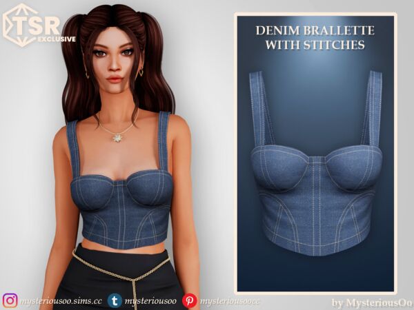 Stylish Denim Bralette by Mysteriousoo 1 Stylish Denim Bralette by Mysteriousoo Sims 4 CC