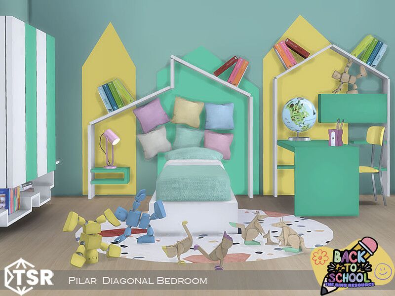 Stylish Diagonal Bedroom Set by Pilar Sims 4 CC