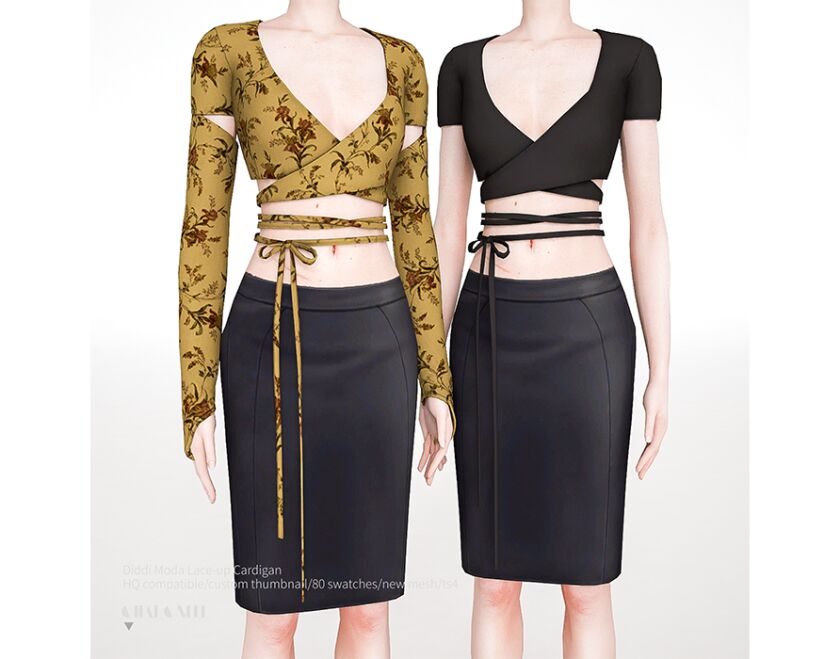 Chic Diddi Moda Lace-Up Cardigan 1 Chic Diddi Moda Lace-Up Cardigan Sims 4 CC