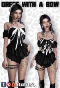 Stylish Dress with a Bow Sims 4 CC