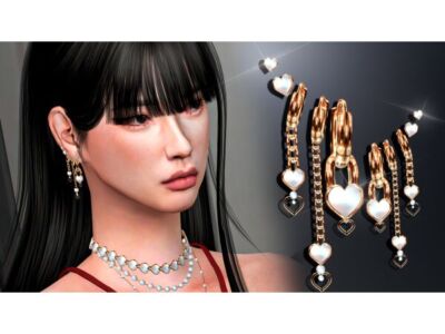 Elegant Heart Earring Set V2 Sims 4 CC