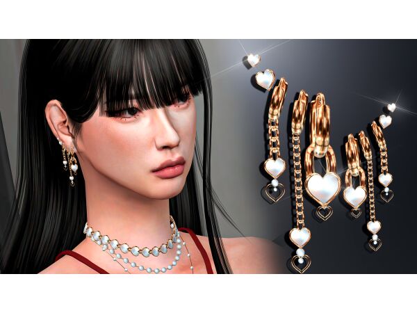 Elegant Heart Earring Set V2 1 Elegant Heart Earring Set V2 Sims 4 CC