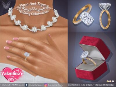 Elongated Cushion CUT Diamond Engagement Ring Sims 4 CC