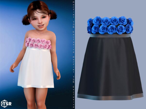 Emerence - Floral Strapless Dress 1 Emerence – Floral Strapless Dress Sims 4 CC