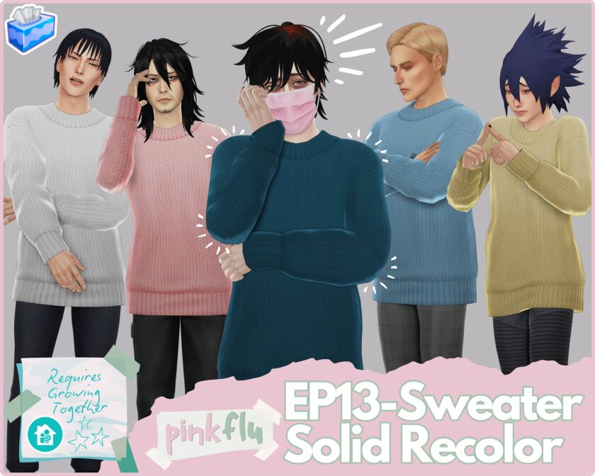 Solid Sweater Recolor for Cozy Looks 1 Solid Sweater Recolor for Cozy Looks Sims 4 CC
