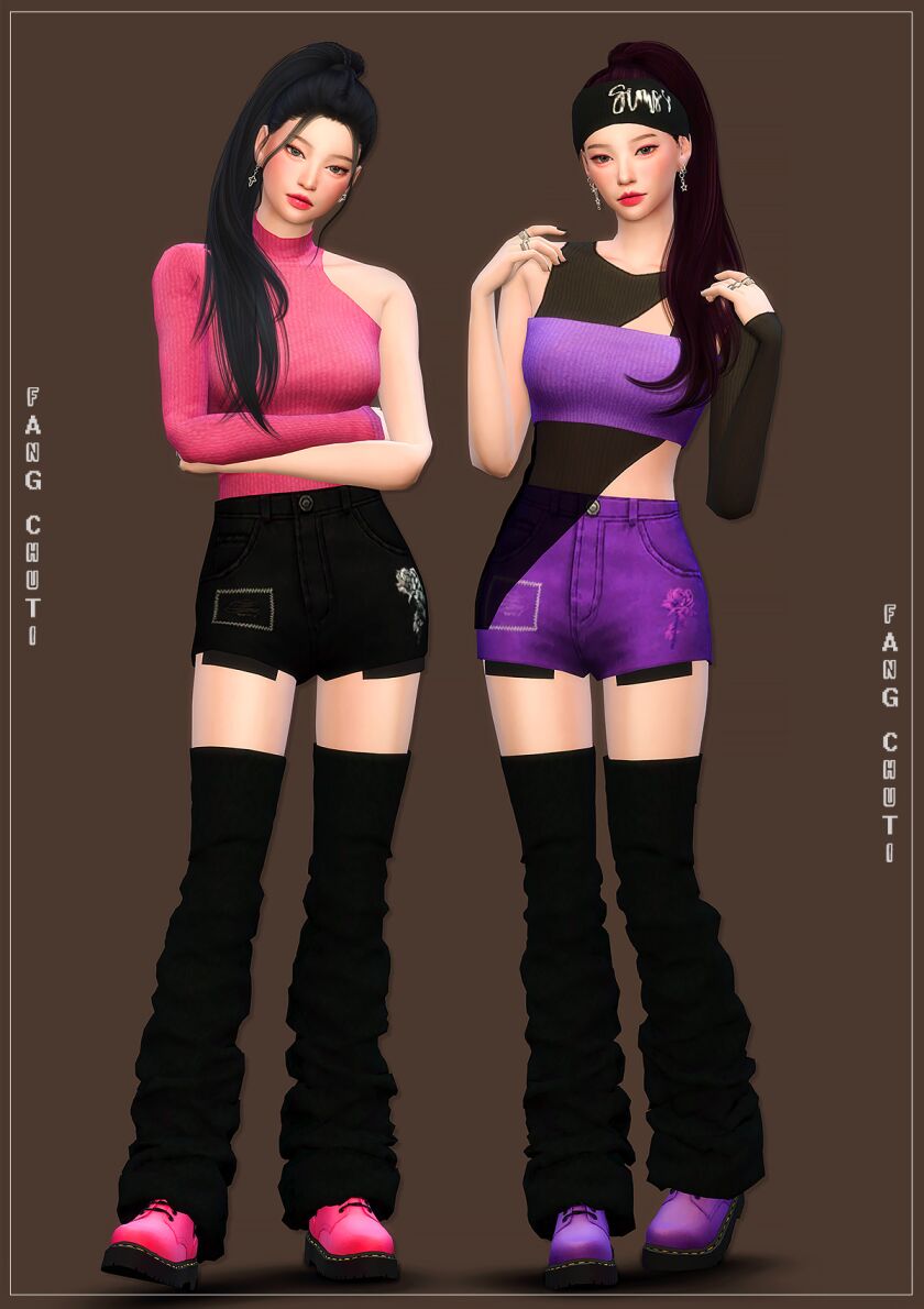 Create Karina's Whiplash Outfits in The Sims 4 2 sims 4 cc fangchuti 2