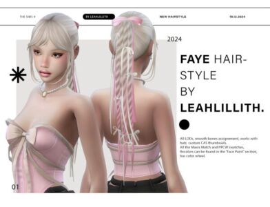 Faye Hairstyle and Bows Accessories Sims 4 CC