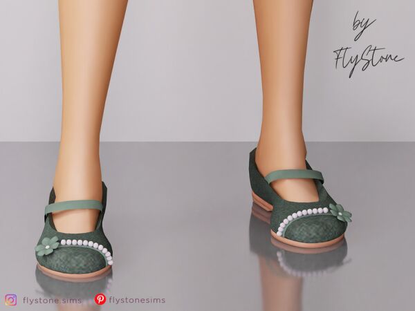 Elegant Female Ballet Flats with Pearls and Flowers 1 Elegant Female Ballet Flats with Pearls and Flowers Sims 4 CC