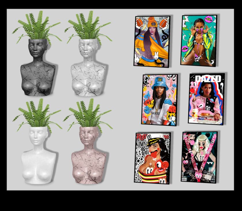 sims 4 cc female bust plant posters by fusionstyle by sviatlana 2