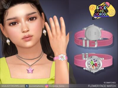 Flower Face Watch For Kids Sims 4 CC