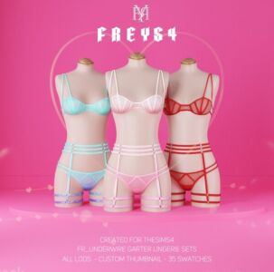 Valentine’s Lingerie Set: Underwire Garter Style Sims 4 CC