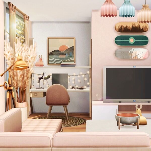 Girly Apartment - No CC Inspiration 1 Girly Apartment – No CC Inspiration Sims 4 CC