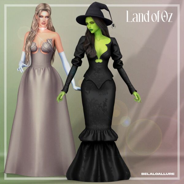 Glinda and Elphaba Costumes 1 Glinda and Elphaba Costumes Sims 4 CC