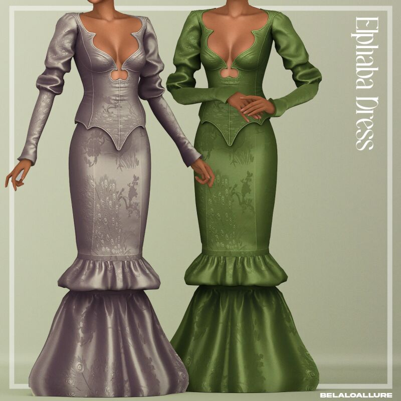 Glinda and Elphaba Costumes 2 sims 4 cc glinda and elphaba dresses by belaloallure 2